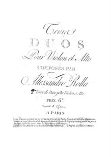 Drei Duos für Violine und Bratsche, BI 87, 39, 78 Op.2: Drei Duos für Violine und Bratsche by Alessandro Rolla