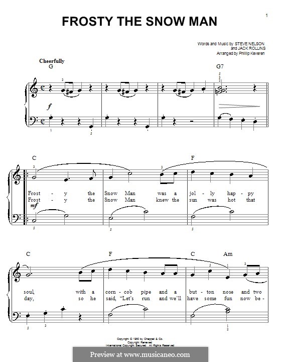 Frosty the Snow Man, for Piano: Für einen Interpreten by Jack Rollins, Steve Nelson