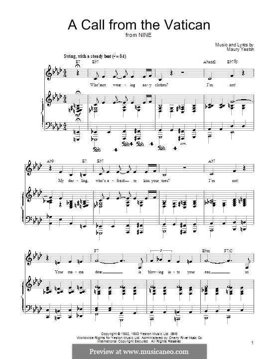 A Call from the Vatican: Für Stimme und Klavier (oder Gitarre) by Maury Yeston