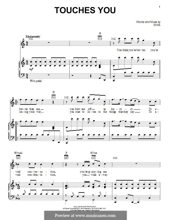 Touches You: Für Stimme und Klavier (oder Gitarre) by Mika