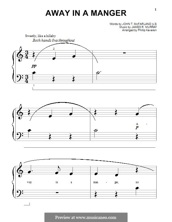 Away in a Manger (Printable Scores): Für Klavier (sehr leichte Fassung) by James R. Murray