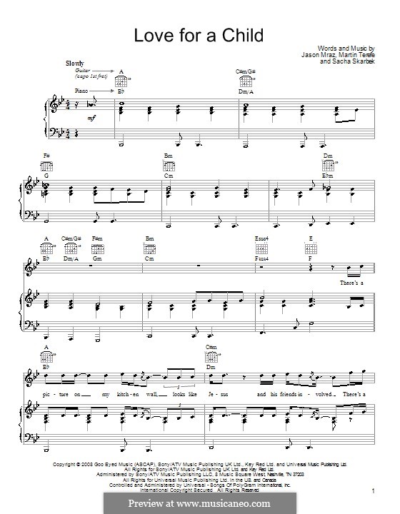 Love for a Child: Für Stimme und Klavier (oder Gitarre) by Martin Terefe, Sacha Skarbek