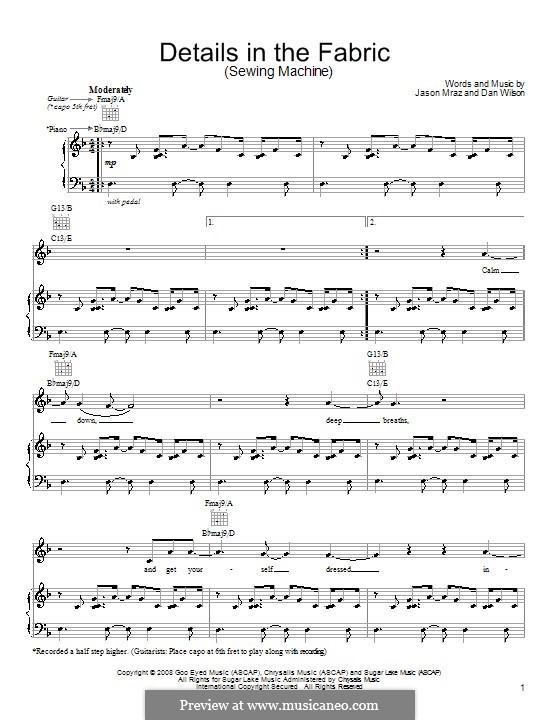 Details in the Fabric (Sewing Machine): Für Stimme und Klavier (oder Gitarre) by Daniel Wilson