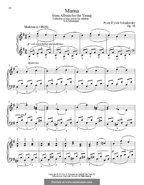 No.4 Mama: Für Klavier by Pjotr Tschaikowski