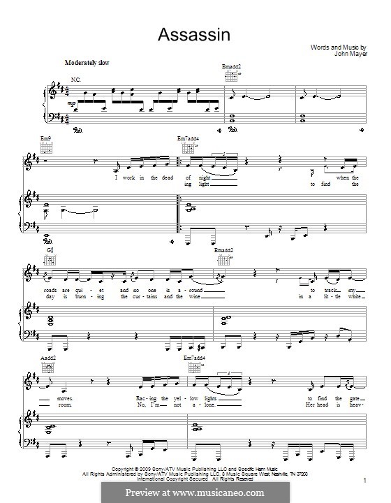 Assassin: Für Stimme und Klavier (oder Gitarre) by John Mayer