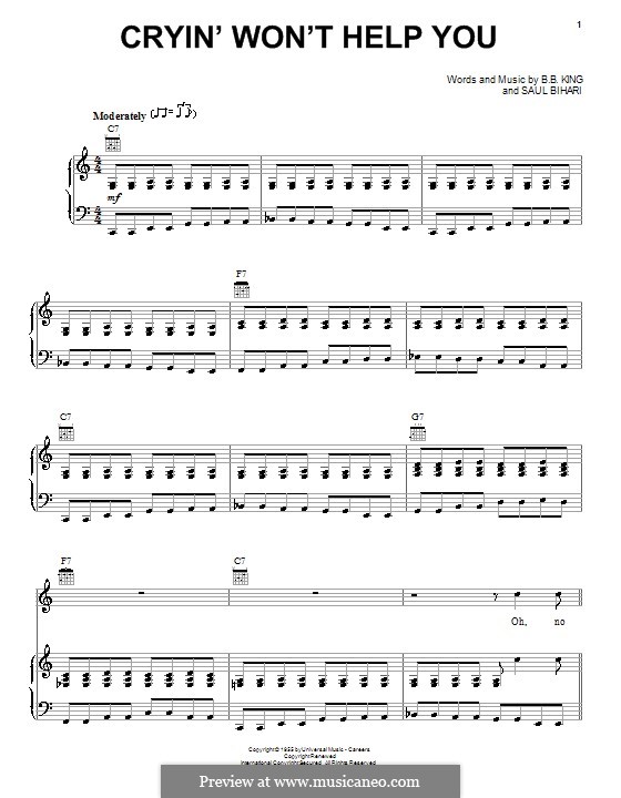 Cryin' Won't Help You: Für Stimme und Klavier (oder Gitarre) by Saul Bihari