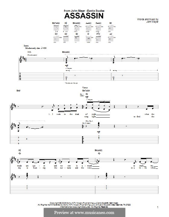 Assassin: Für Gitarre mit Tabulatur by John Mayer