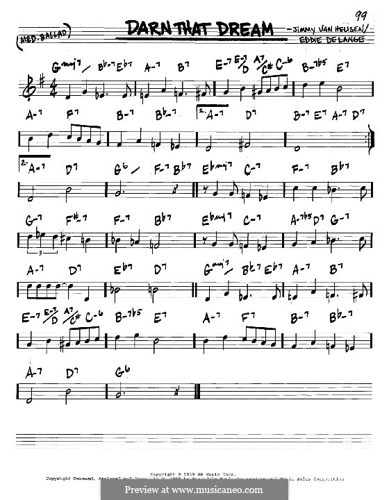 Darn That Dream: Melodie und Akkorde - Instrumente in C by Jimmy Van Heusen