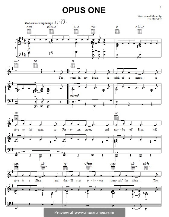 Opus One: Für Stimme und Klavier (oder Gitarre) by Sy Oliver