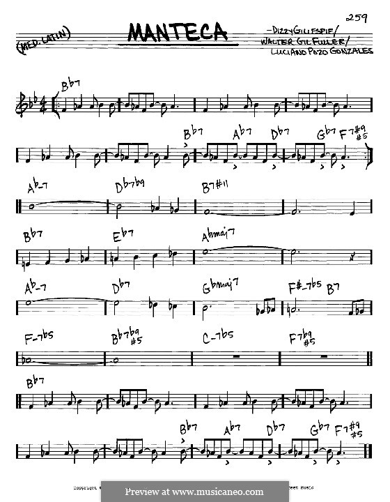 Manteca: Melodie und Akkorde - Instrumente in C by Dizzy Gillespie, Luciano Pozo Gonzales, Walter Gil Fuller