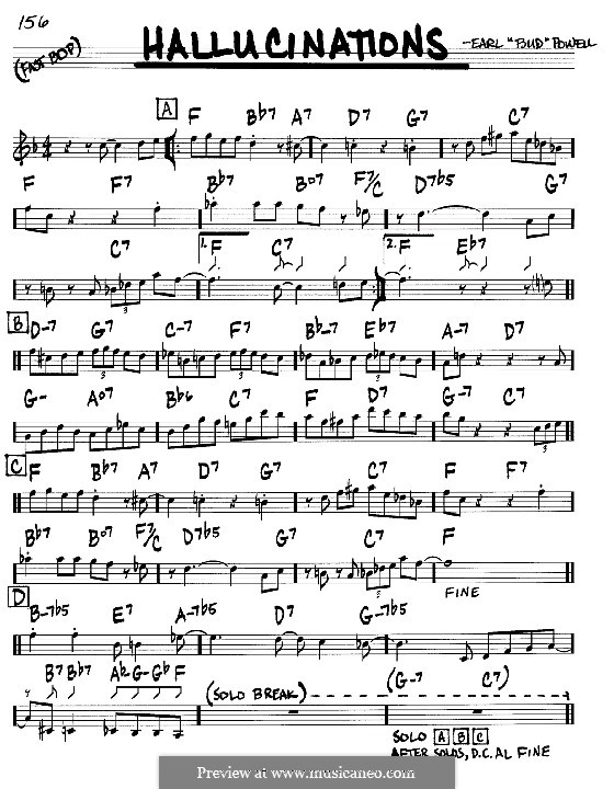 Hallucinations: Melodie und Akkorde - Instrumente in C by Bud Powell