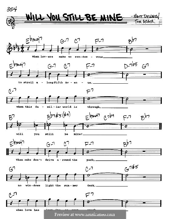 Will You Still Be Mine: Melodie, Text und Akkorde - Instrumente in C by Matt Dennis