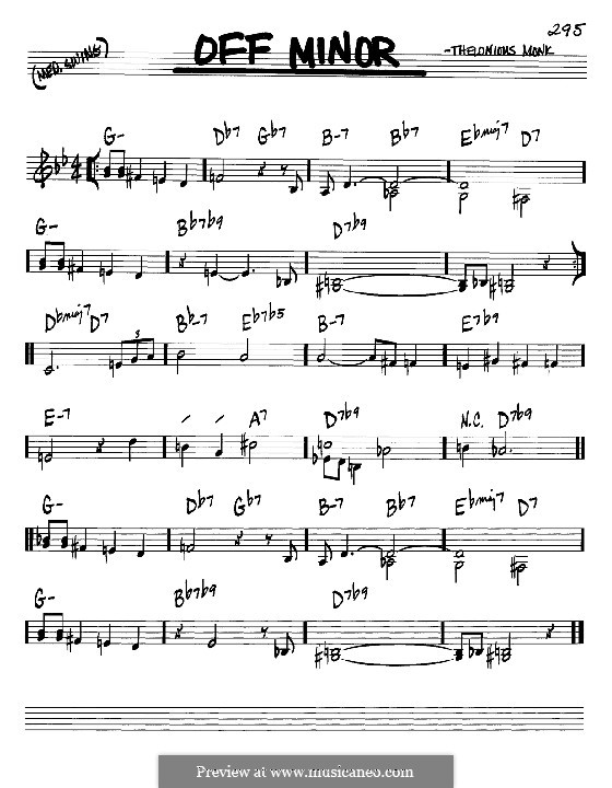 Off Minor: Melodie und Akkorde - Instrumente in C by Thelonious Monk