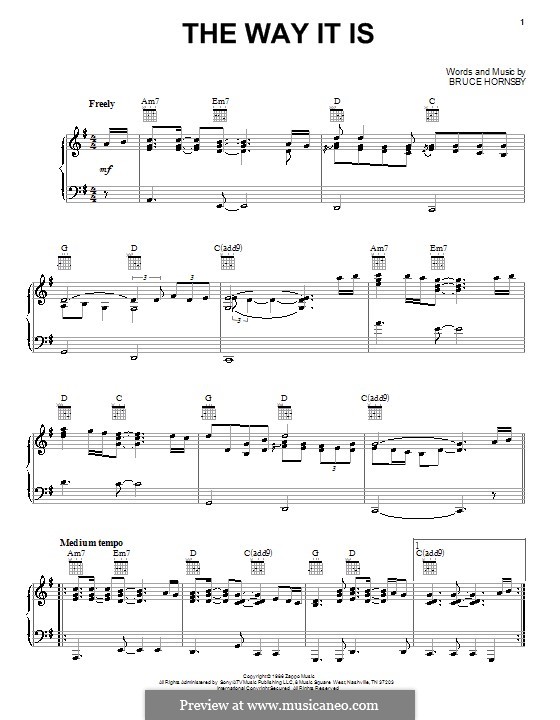 The Way It Is (Bruce Hornsby and The Range): Für Stimme und Klavier (oder Gitarre) by Bruce Hornsby