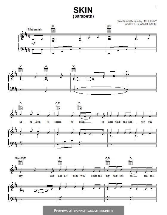 Skin (Sarabeth): Für Stimme mit Klavier oder Gitarre (Rascal Flatts) by Douglas Johnson, Joe Henry