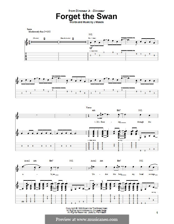 Forget the Swan (Dinosaur Jr.): Für Gitarre mit Tabulatur by Joseph Mascis Jr.