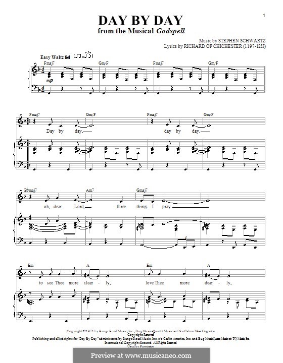 Day By Day: Für Stimme und Klavier (oder Gitarre) by Stephen Schwartz