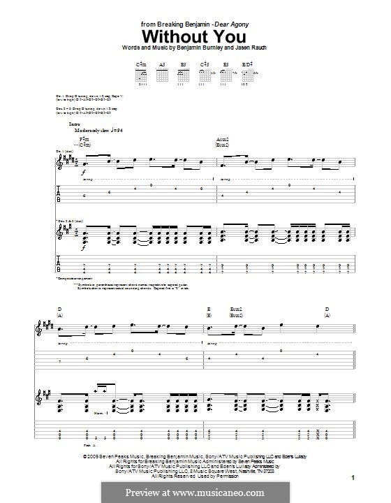 Without You (Breaking Benjamin): Für Gitarre mit Tabulatur by Benjamin Burnley, Jasen Rauch