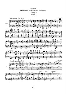 Zwölf Walzer, Siebzehn Ländler und Neun Ecossaise, D.145 Op.18: Vollsammlung by Franz Schubert
