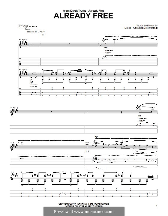 Already Free (The Derek Trucks Band): Für Gitarre mit Tabulatur by Derek Trucks, Mike Mattison