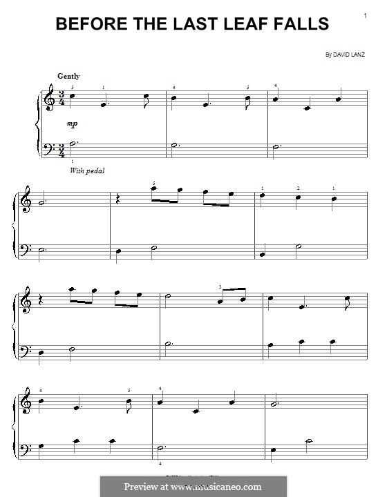 Before the Last Leaf Falls: Einfache Noten für Klavier by David Lanz