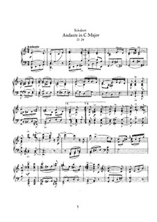 Andante für Klavier in C-Dur, D.29: Für einen Interpreten by Franz Schubert