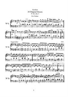 Sechsunddreissig ursprünglichen Tänze, D.365 Op.9: Vollsammlung by Franz Schubert