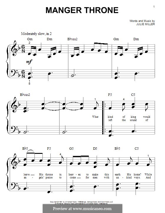Manger Throne: Für Klavier (sehr leichte Fassung) by Julie Miller
