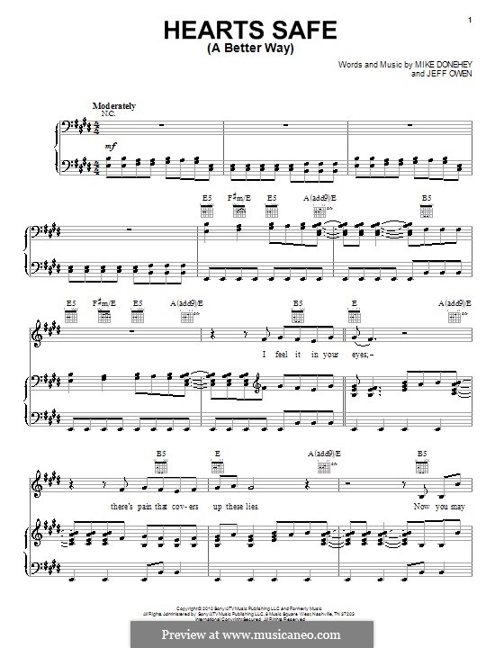 Hearts Safe (A Better Way): Für Stimme mit Klavier oder Gitarre (Tenth Avenue North) by Jeff Owen, Michael Donehey