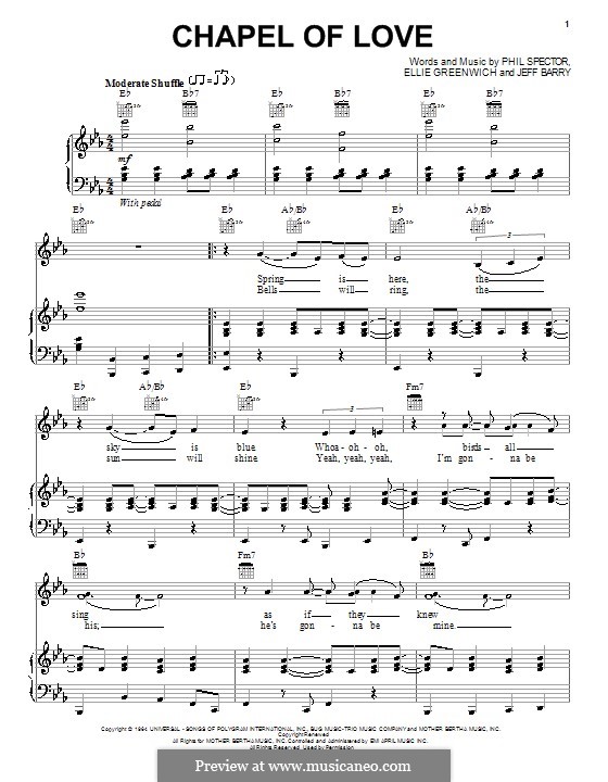 Chapel of Love: Für Stimme mit Klavier oder Gitarre (Bette Midler) by Ellie Greenwich, Jeff Barry, Phil Spector