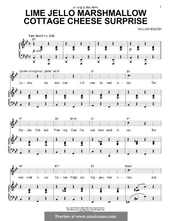 Lime Jello Marshmallow Cottage Cheese Surprise: Für Stimme und Klavier (oder Gitarre) by William Bolcom