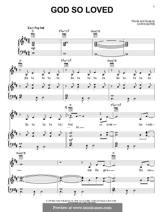 God So Loved (Jaci Velasquez): Für Stimme und Klavier (oder Gitarre) by Chris Eaton