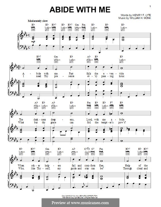 Abide with Me: Für Stimme und Klavier (oder Gitarre) by William Henry Monk