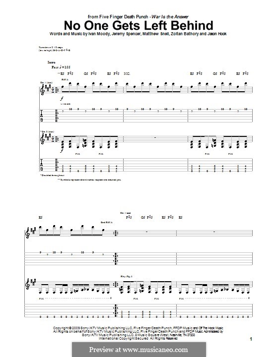 No One Gets Left Behind (Five Finger Death Punch): Für Gitarre by Ivan L. Moody, Jason Hook, Jeremy Spencer, Matthew Snell, Zoltán Bathory