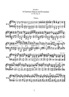 Sechzehn deutsche Tänze und zwei Ecossaises, D.783 Op.33: Vollsammlung by Franz Schubert