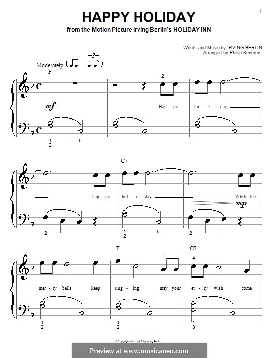 Happy Holiday: Für Klavier (sehr leichte Fassung) by Irving Berlin