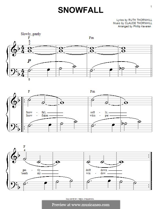 Snowfall (Tony Bennett): Für Klavier (Big Notes) by Claude Thornhill, Ruth Thornhill