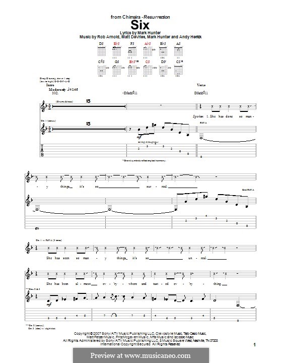 Six (Chimaira): Für Gitarre mit Tabulatur by Andy Herrick, Marc Hunter, Matt DeVries, Rob Arnold