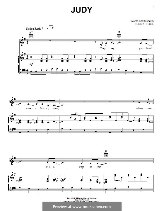 Judy (Elvis Presley): Für Stimme und Klavier (oder Gitarre) by Teddy Riedel