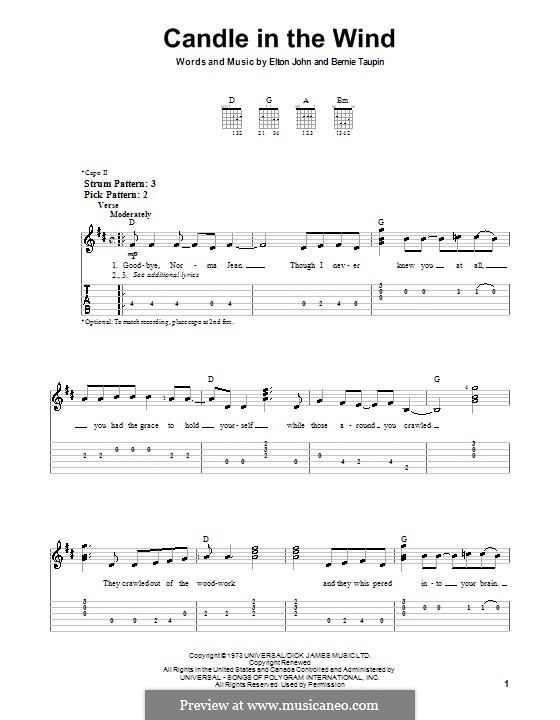 Candle in the Wind: Für Gitarre (Sehr leichte Fassung) by Elton John
