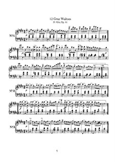 Zwölf grazer Walzer, D.924 Op.91: Für Klavier by Franz Schubert
