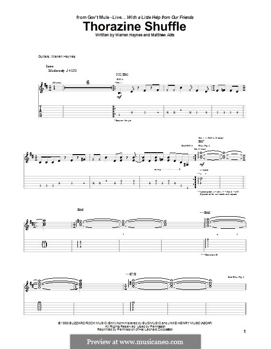 Thorazine Shuffle (Gov't Mule): Für Gitarre mit Tabulatur by Matthew Abts