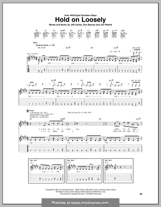 Hold on Loosely (38 Special): Für Gitarre mit Tabulatur by Don Barnes, James Michael Peterik, Jeff Carlisi