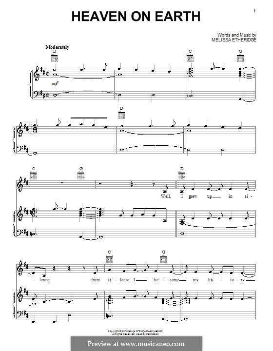 Heaven on Earth: Für Stimme und Klavier (oder Gitarre) by Melissa Etheridge