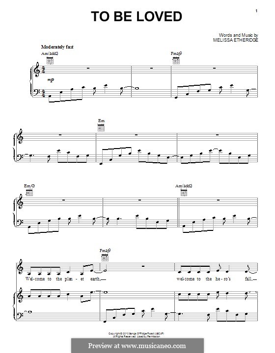 To Be Loved: Für Stimme und Klavier (oder Gitarre) by Melissa Etheridge