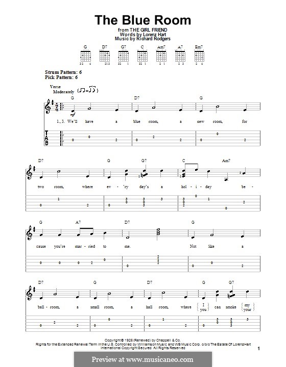 The Blue Room: Für Gitarre (leicht, mit Tabulatur) by Richard Rodgers