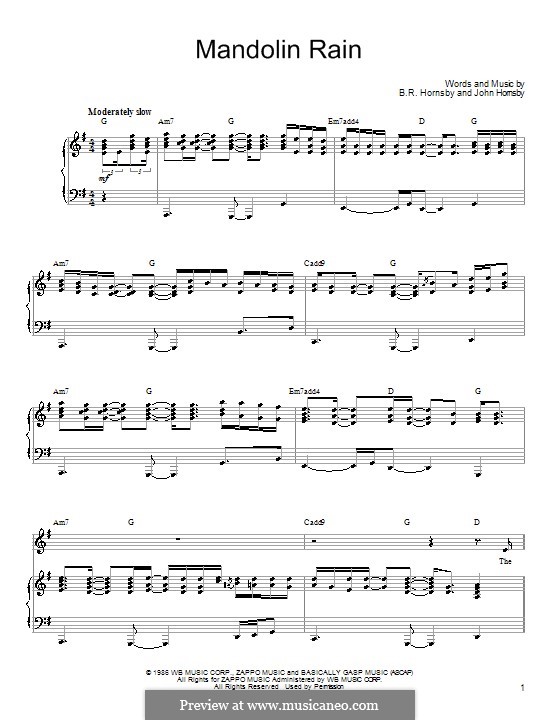 Mandolin Rain von Bruce Hornsby, J. Hornsby Noten auf MusicaNeo