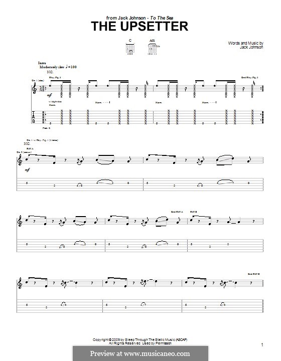 The Upsetter: Für Gitarre mit Tabulatur by Jack Johnson
