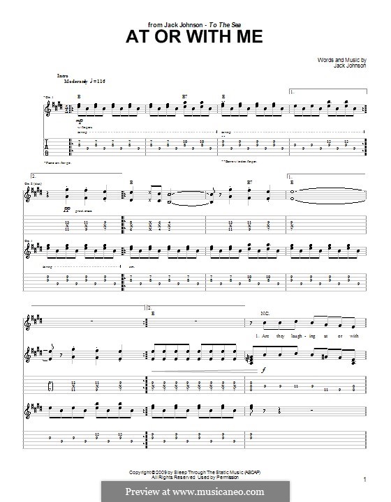 At or with Me: Für Gitarre mit Tabulatur by Jack Johnson