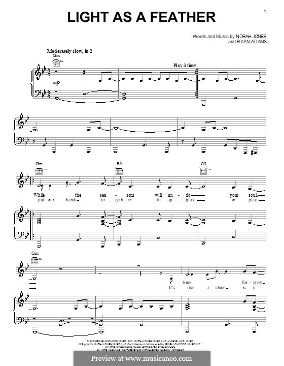Light as a Feather: Für Stimme und Klavier (oder Gitarre) by Norah Jones